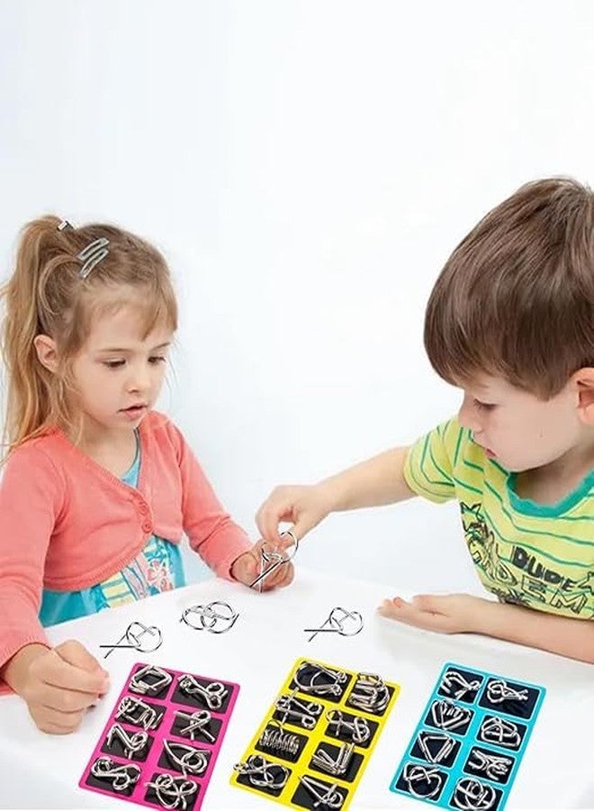 ERITIN 24 PCS Metal Puzzle Set, Brain Teaser Puzzles for Adults and Kids, Educational IQ Training Toys, Stress Relief Fidget Games, Perfect for Family Activities and Party Favors - Image 3